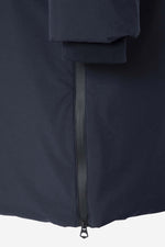 Long navy blue textile parka for men - Image n°9