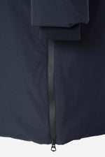 Long navy blue textile parka for men - Image n°9