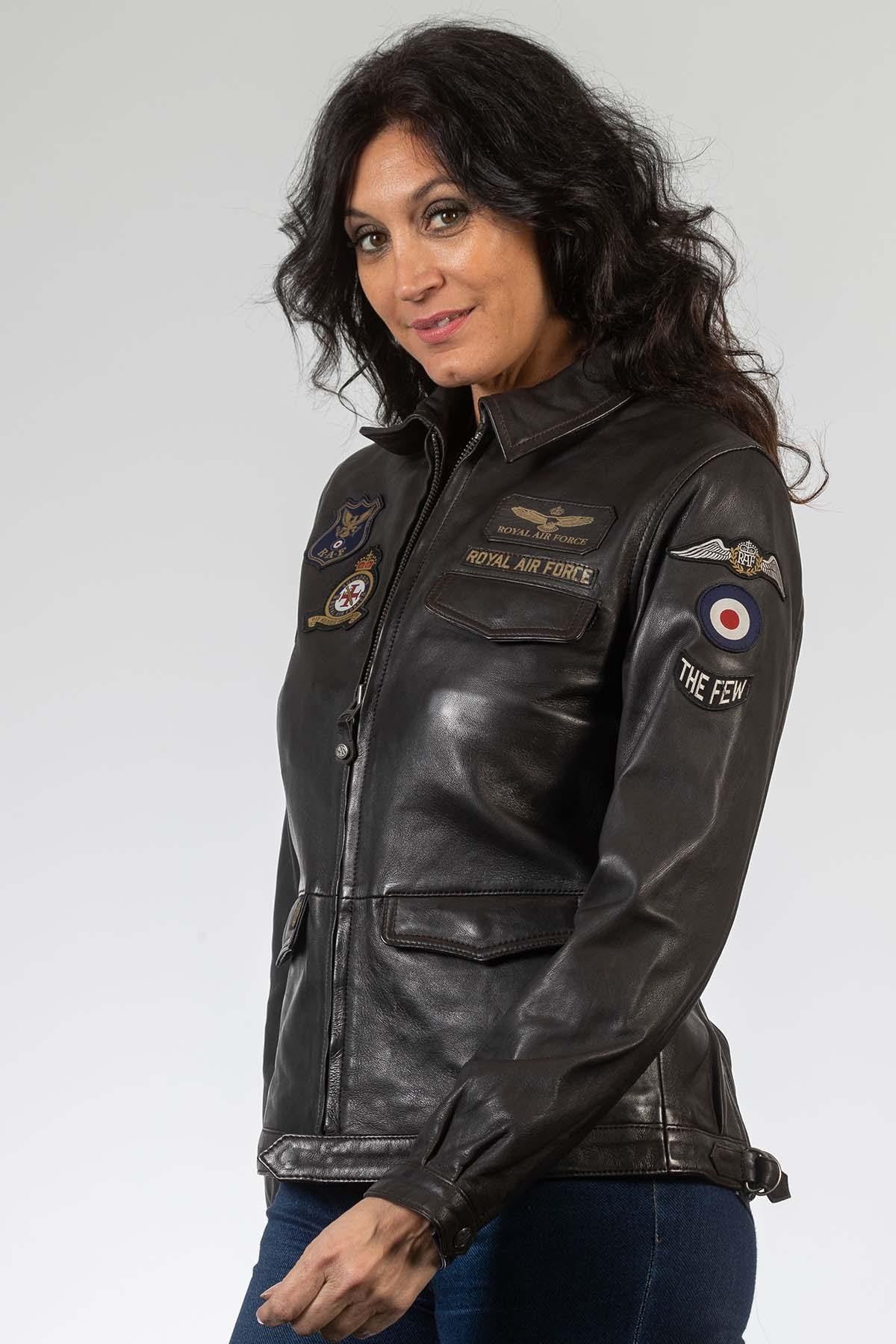 Dark brown sheepskin jacket, shirt collar. Regular fit, RAF-inspired. - Image n°2