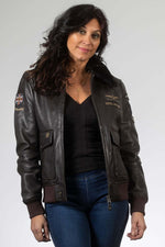 Dark brown sheepskin aviator jacket, RAF-inspired, soft and timeless. - Image n°1
