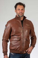 Premium sheepskin bomber with RAF embroidery and a cosy, regular cut. - Image n°1