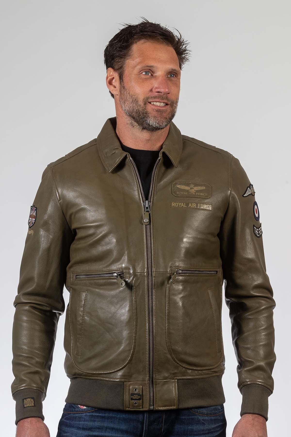 RAF-licensed dark khaki sheepskin jacket, timeless and versatile. - Image n°4