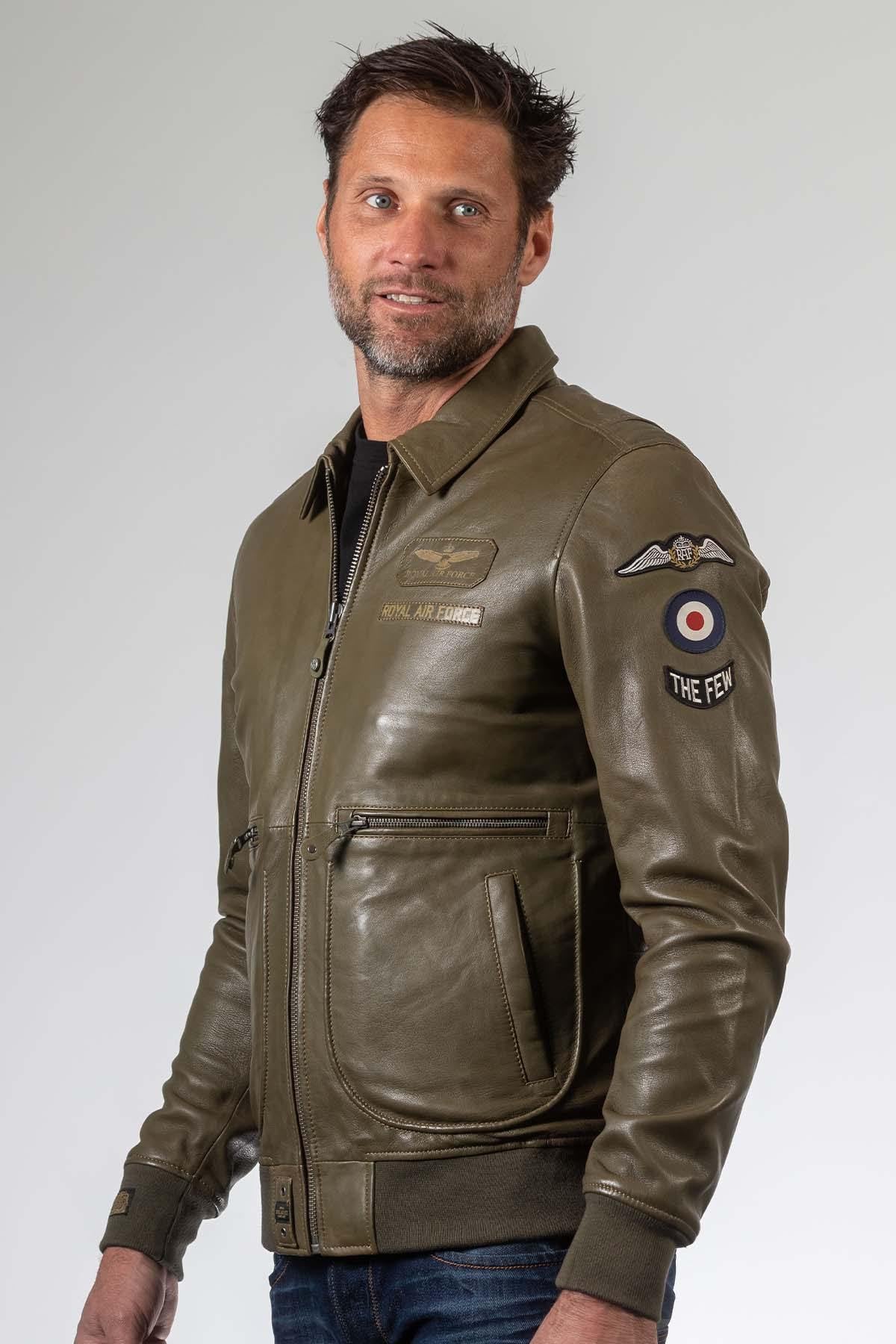 RAF-licensed dark khaki sheepskin jacket, timeless and versatile. - Image n°3
