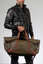 Dark khaki aviator style travel bag - Image n°1