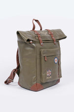 Dark khaki leather aviator backpack - Image n°5