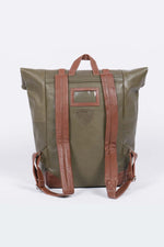 Dark khaki leather aviator backpack - Image n°3