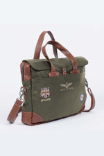 Dark khaki leather aviator-style shoulder bag - Image n°5