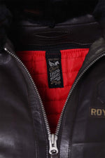 Dark brown sheepskin aviator jacket with RAF insignias and fur collar. - Image n°11