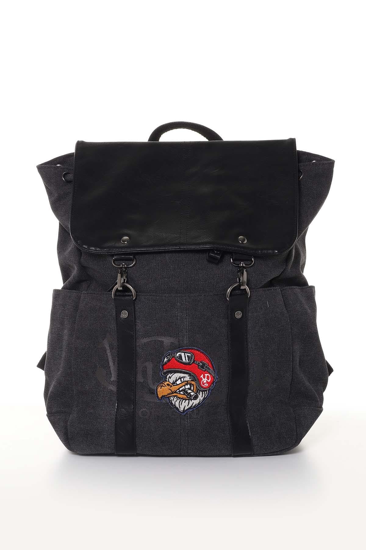 Anthracite backpack with patch - Image n°1