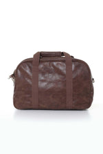 Brown imitation leather satchel with patches - Image n°4