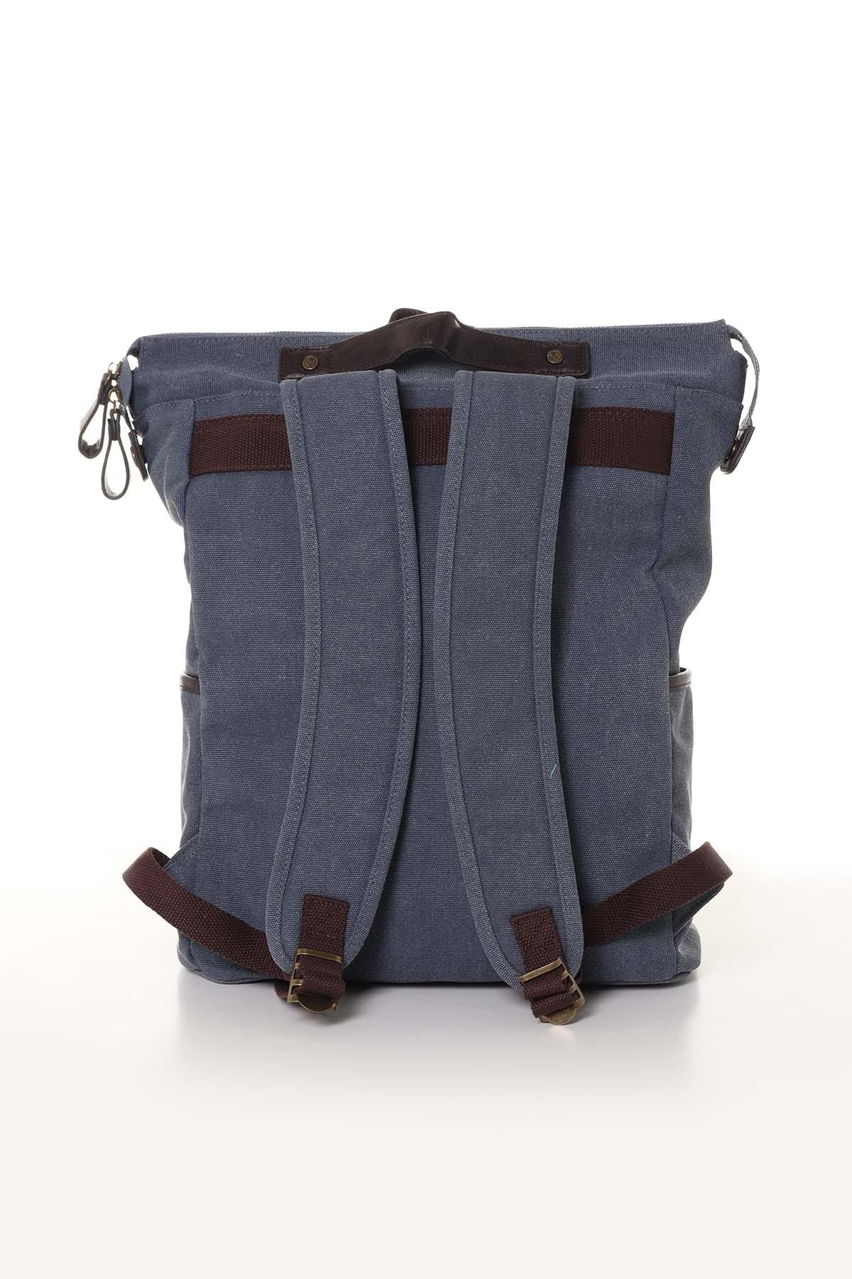 Blue vintage style backpack - Image n°2