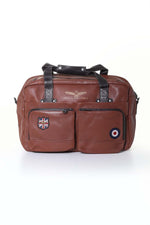 Tortoise brown leather travel bag - Image n°3