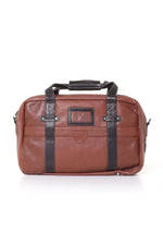 Tortoise brown leather travel bag - Image n°4