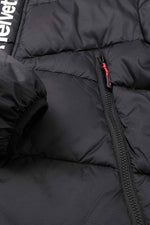 Long hooded down jacket in black nylon - Image n°10