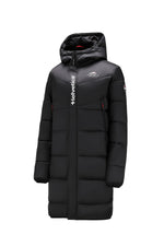 Long hooded down jacket in black nylon - Image n°11