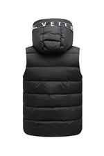 Black sleeveless down jacket with hood - Image n°3
