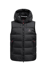 Black sleeveless down jacket with hood - Image n°1