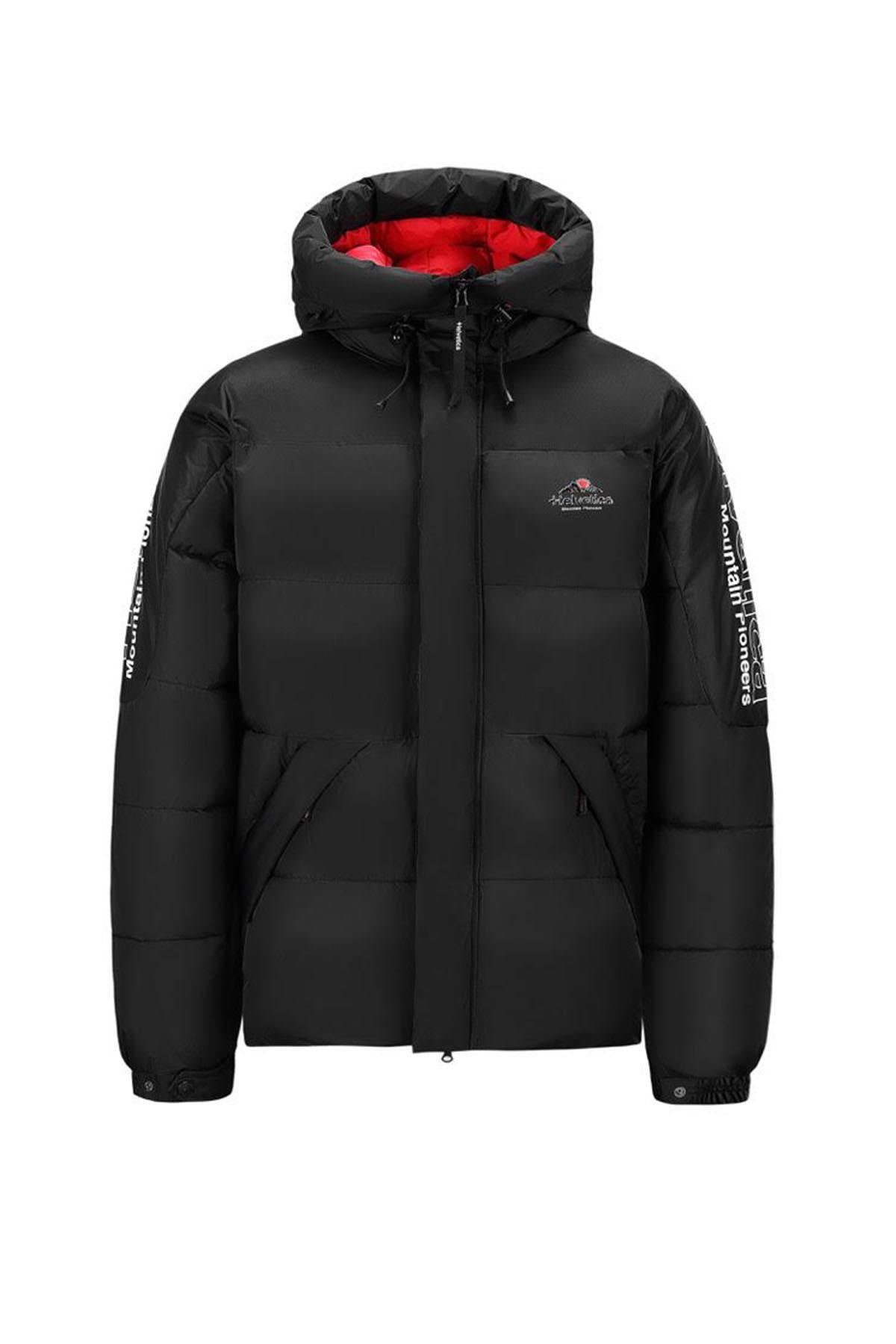 Black hooded down jacket - Image n°1