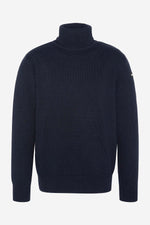 Navy blue recycled turtleneck sweater - Image n°1