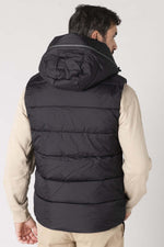 Black sleeveless down jacket with hood - Image n°8