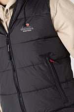 Black sleeveless down jacket with hood - Image n°5