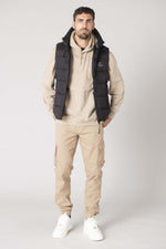 Black sleeveless down jacket with hood - Image n°4