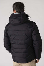 Black nylon down jacket with hooded mask - Image n°3