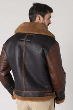 Tobacco-cognac lambskin bomber with warm shearling lining. - Image n°3