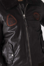 Dark brown sheepskin aviator jacket by Redskins, slim fit. - Image n°6