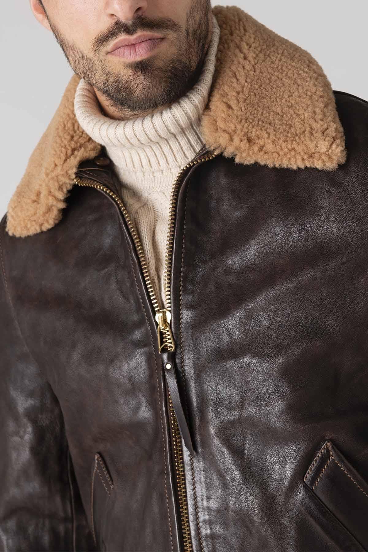 Men's Jacket Thedi Leathers MTC-127996 COLLAR - Leather-Jack.com