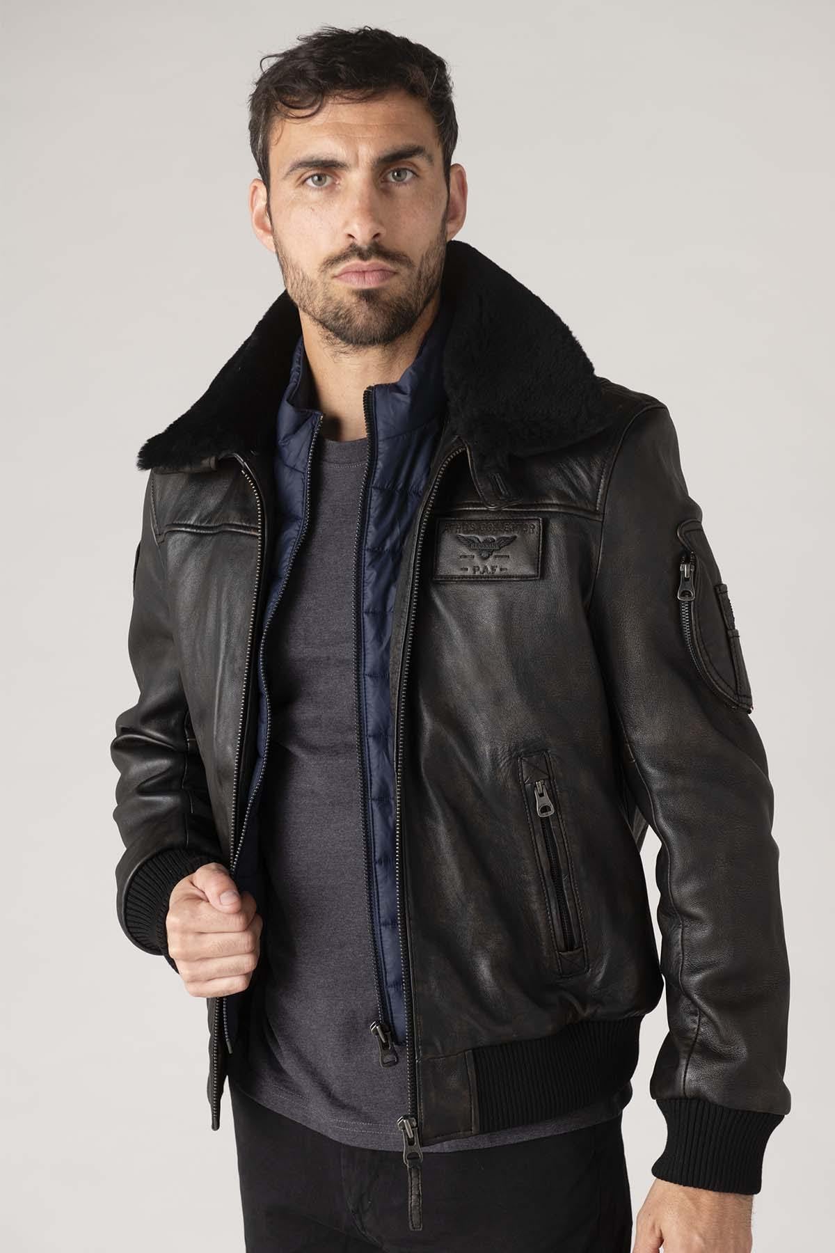 Redskins' RAFAL YCON: patinated lambskin, ribbed trims, shearling. - Image n°9