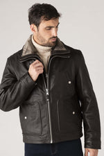 Schott's LC8100W23: brown cowhide, shirt collar, vegan-fur trim. - Image n°5