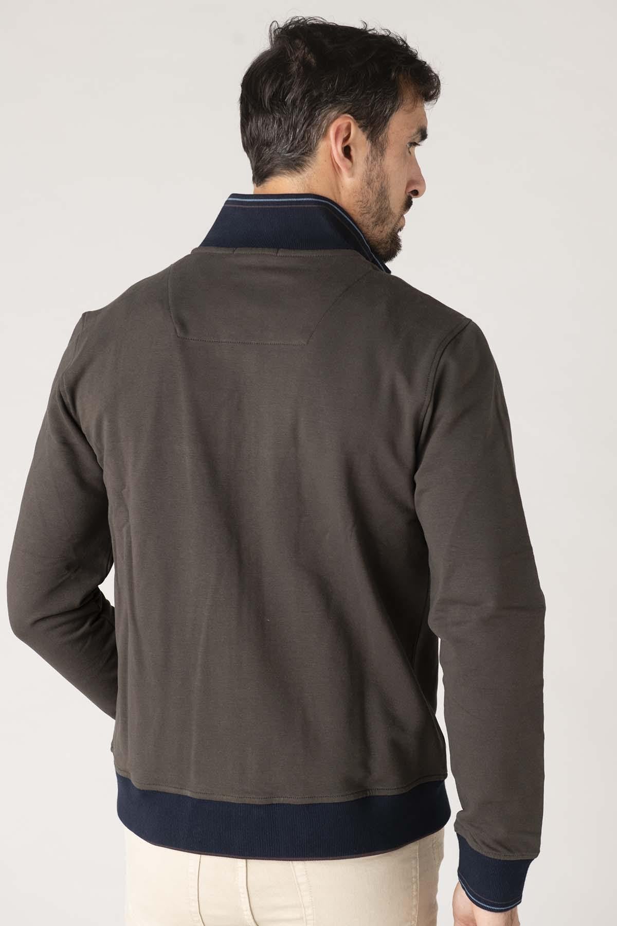 Brown cotton jacket with military aviation embroidery - Image n°3