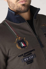 Brown cotton jacket with military aviation embroidery - Image n°2