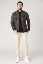 Brown cotton jacket with military aviation embroidery - Image n°5