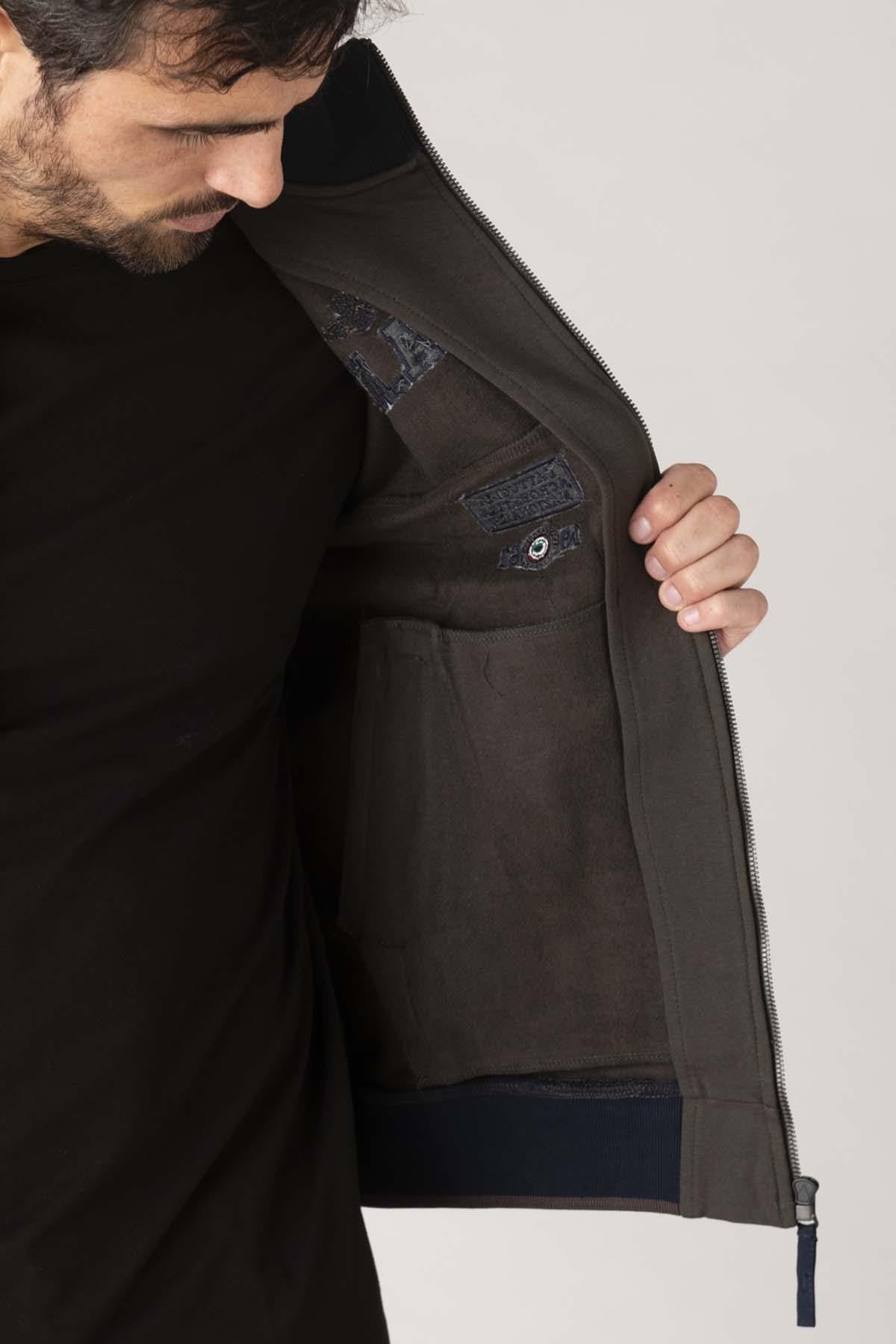 Brown cotton jacket with military aviation embroidery - Image n°6