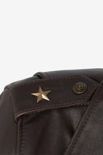 Dark brown cowhide Perfecto by Schott, star accents and press-studs. - Image n°2