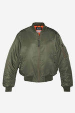 Khaki nylon bomber jacket with 90s-inspired fit - Image n°6