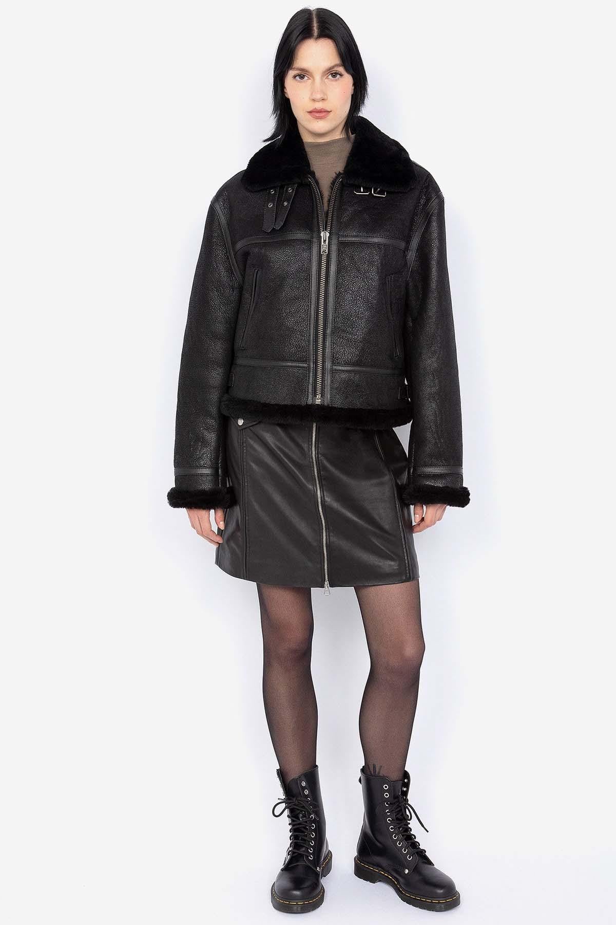 Complete black bomber jacket for women - Image n°2