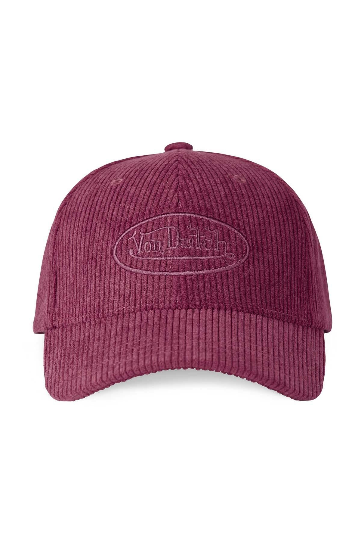 Burgundy corduroy effect cotton cap - Image n°1