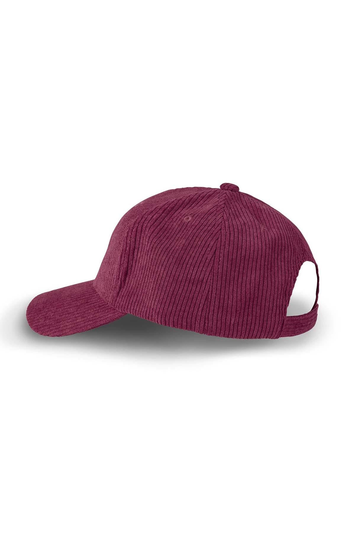 Burgundy corduroy effect cotton cap - Image n°3