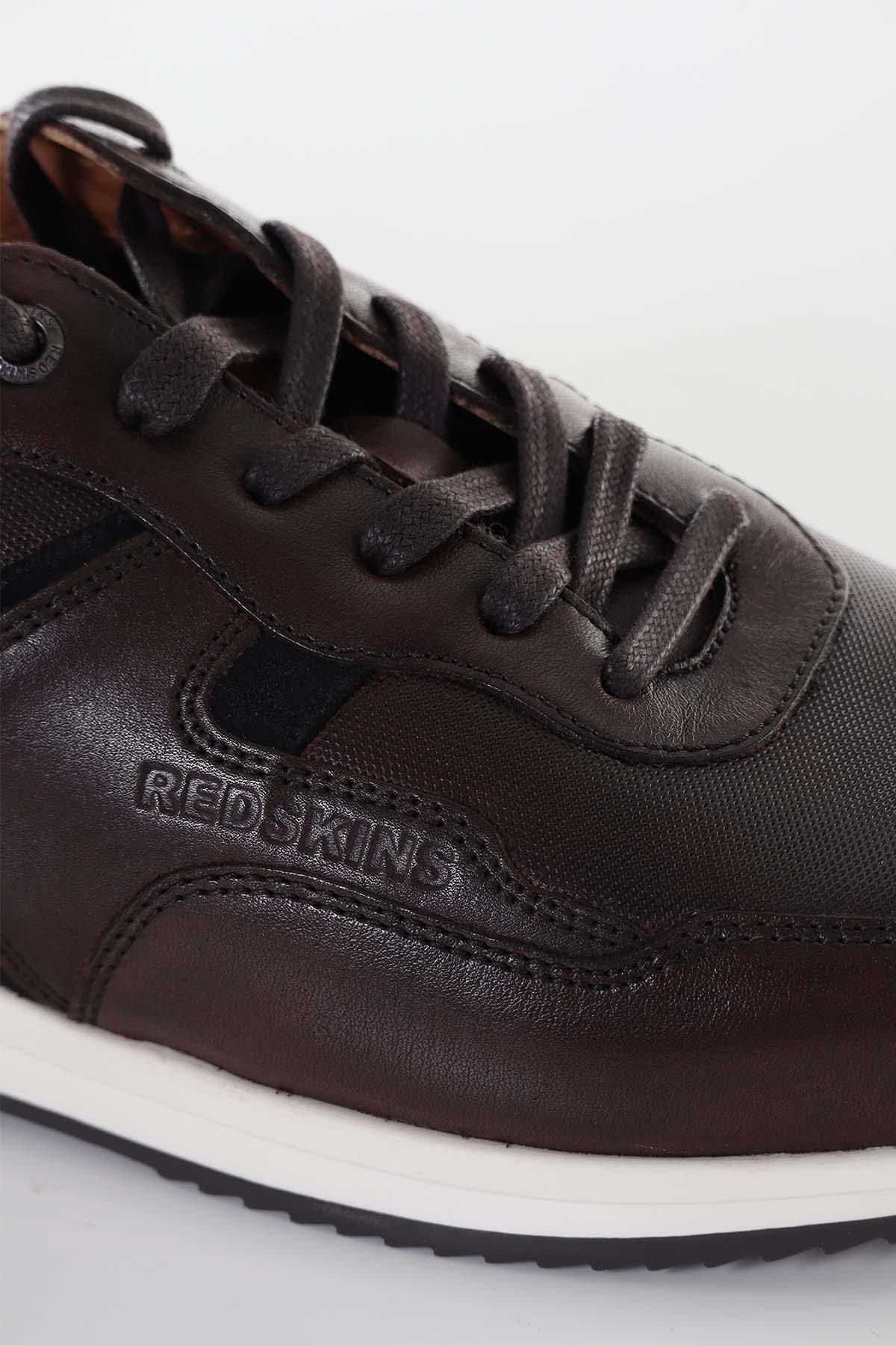 Brown and navy leather sneakers - Image n°3