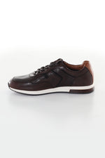 Brown and navy leather sneakers - Image n°5