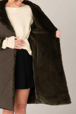 Women's kaki jacket in two materials, ideal for autumn and winter. - Image n°14