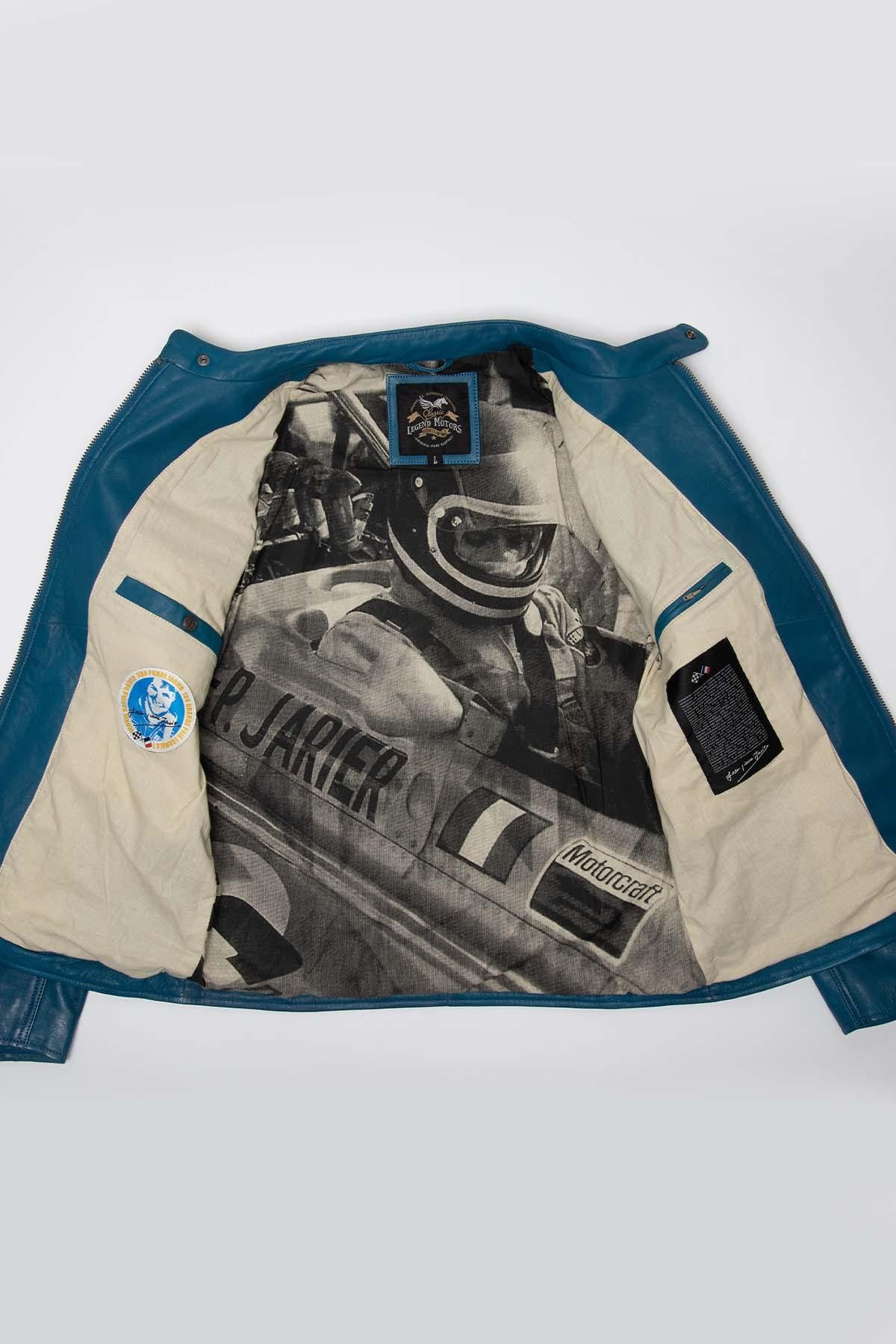 Soft, lightweight Ocean Blue sheepskin jacket inspired by Jarier. - Image n°7