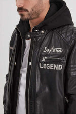 A black lambskin jacket with retro racing details - Image n°4