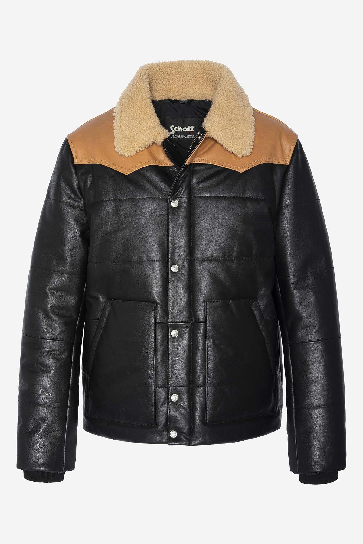 Schott's LCDAYTON: vachetta leather and shearling for winter warmth. - Image n°6