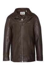Brown cowhide aviator jacket by Schott, removable fur collar and zip. - Image n°8