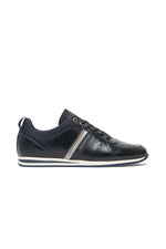 Navy blue leather sneakers - Image n°3