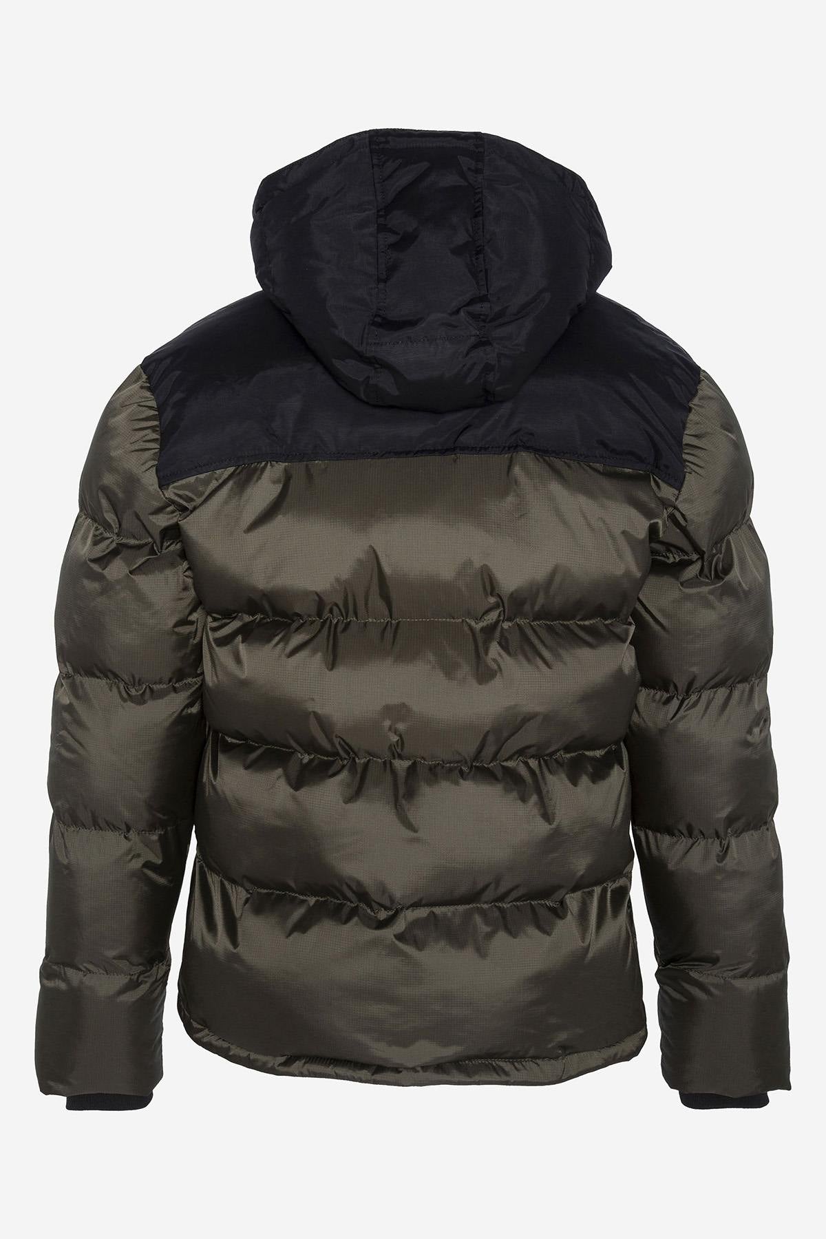Khaki hooded down jacket - Image n°2